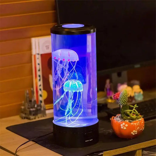 Jellyfish Lamp Color-Changing LED 7Colors Mood Aquarium Ocean Night Light Bedroom Desktop Decor Light Birthday Gift for Kids